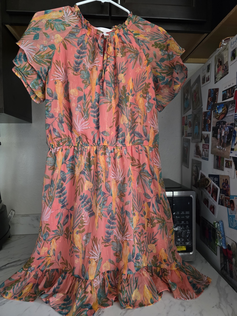 LC Lauren Conrad Coral Pink Floral Dress Women Size Large